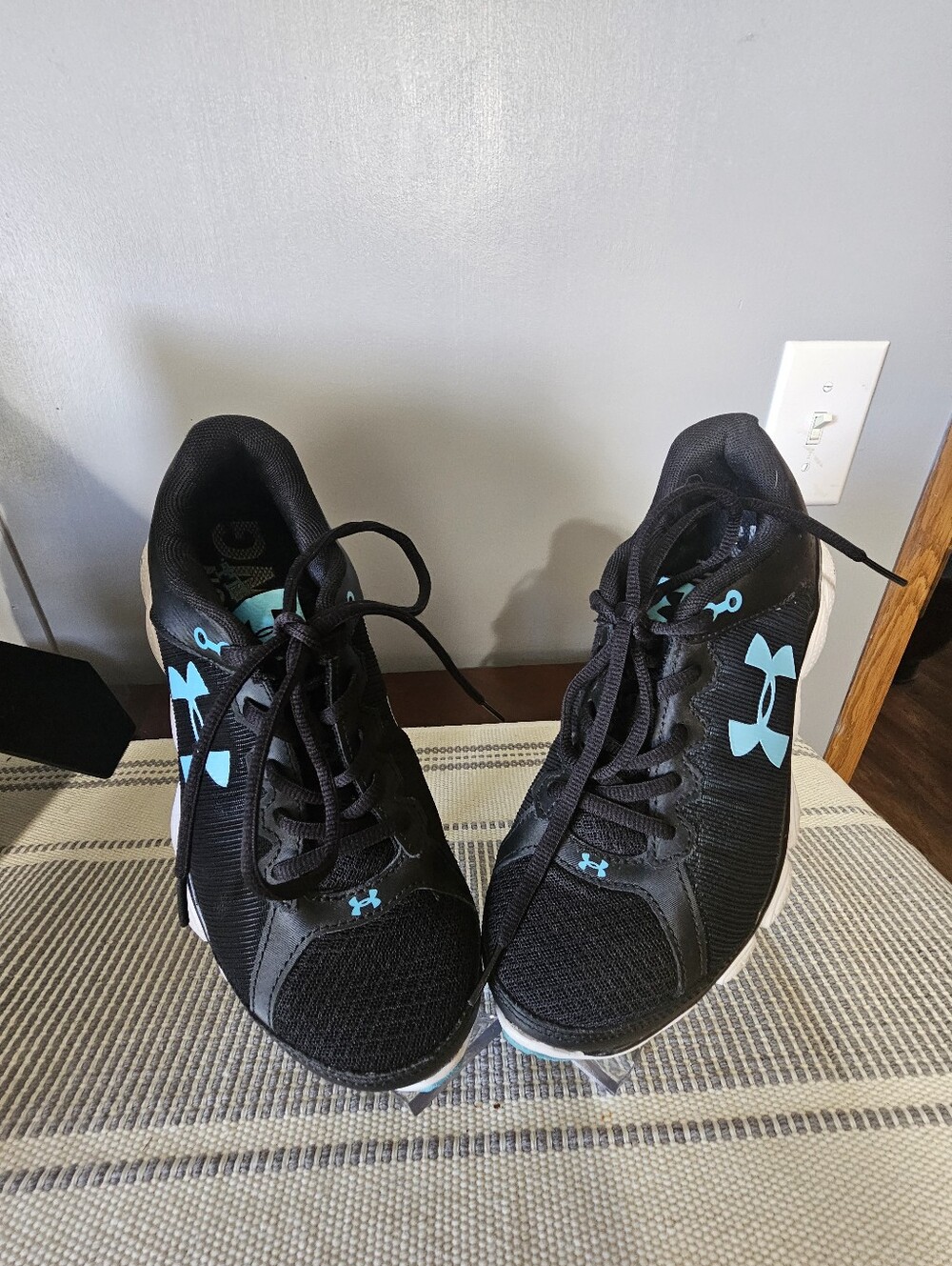Under Armour Black Sneakers with Aqua Logo Accents - Picture 3 of 11